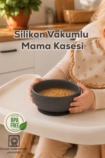 34004 Silikon Vakumlu 300ml Mama Kasesi Antrasit