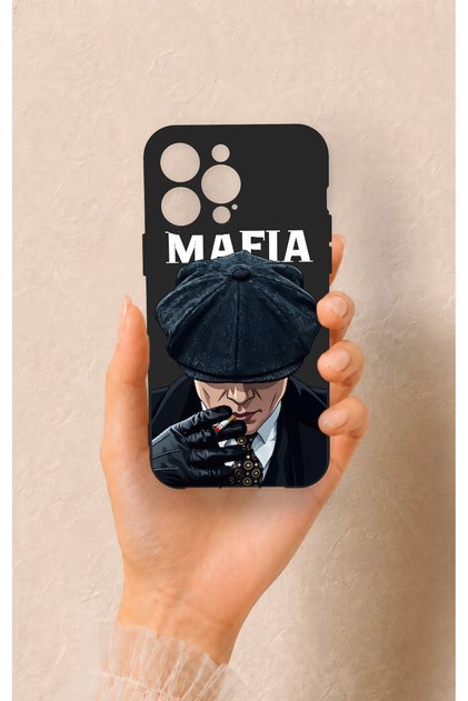 iPhone 14 Pro Max Compatible Mafia Patterned Silicone Case