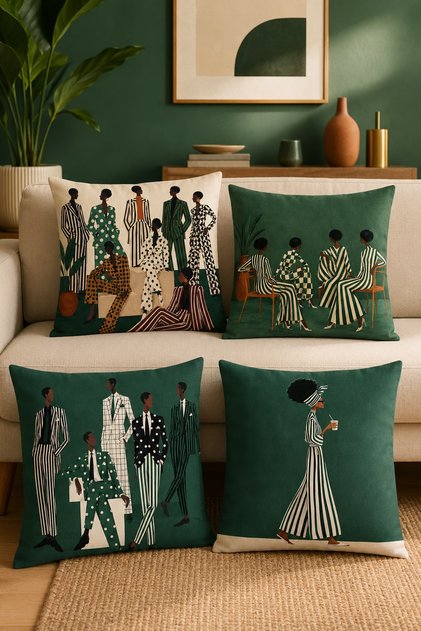 Ortam Arkadaşları Patterned 4-Piece Throw Pillow Cover Set