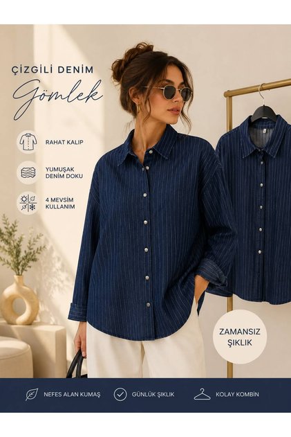 YENİ SEZON MEVSİMLİK DENİM GÖMLEK