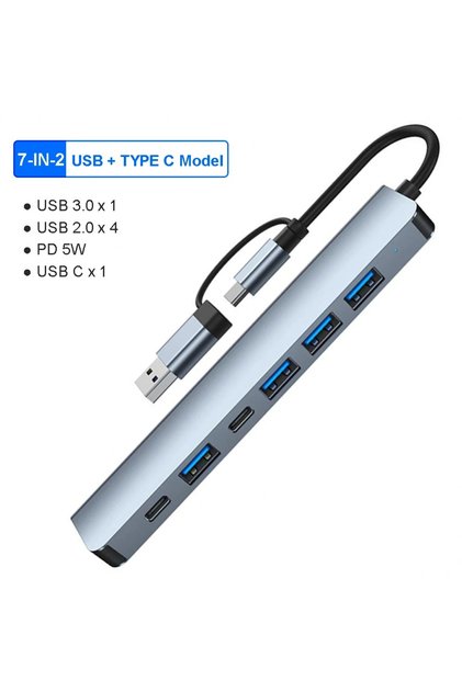 7-in-2 7 in 2 USB HUB Type-C USB C to USB 3.0 HDTV-Compatible Dock for MacBook Pro For Xiaomi Phone