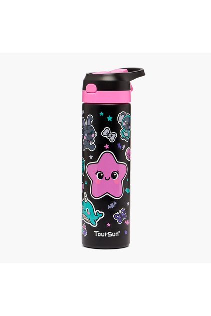 Graphic Print Stainless Steel Water Bottle with Spout - 540 ml