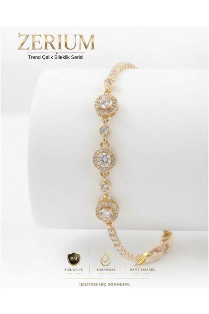 Premium Women's Waterway Steel Bracelet with Zircon Stones