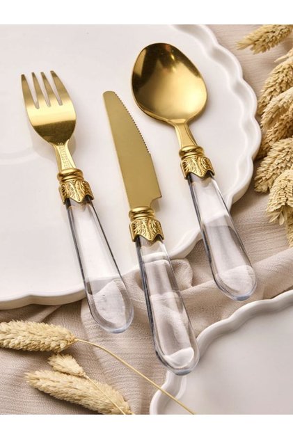 Gold 18 Parça 6 Kişilik Çatal Kaşık Bıçak Seti