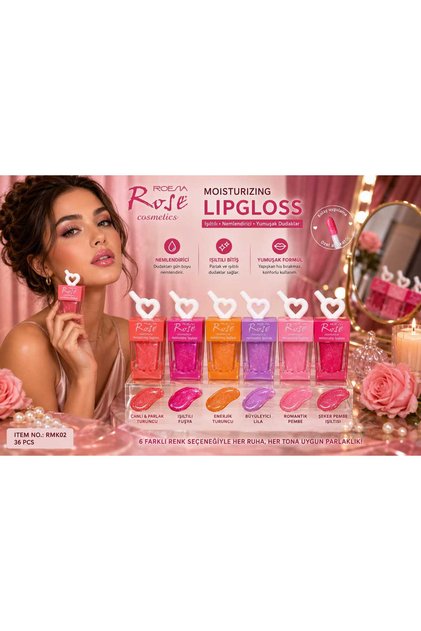 ROEΛA Rosé Cosmetics Moisturizing Lipgloss 6x6:36'lı Karışık Renk Seti