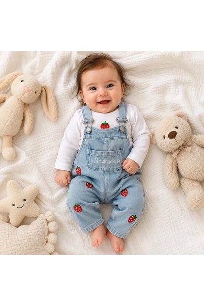 Cepli̇ Strawberry Detailed Soft Denim Slopet with Inner Badili
