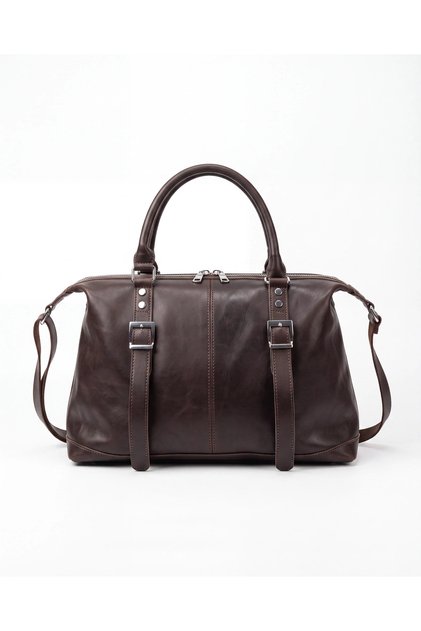Hakiki Deri Erkek Seyahat Çantası Kahverengi Weekender Duffel Bag BPA FREE - VEGETABLE LEATHER