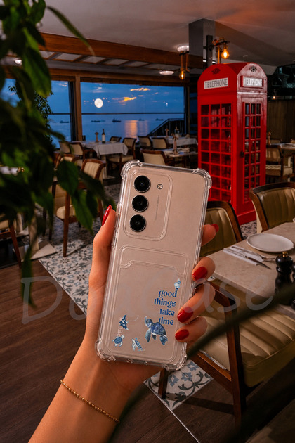 Xiaomi Redmi 15 5G Uyumlu Kartlıklı Şeffaf Kılıf Köşe ve Kamera Korumalı Darbe Emici Silikon Kılıf