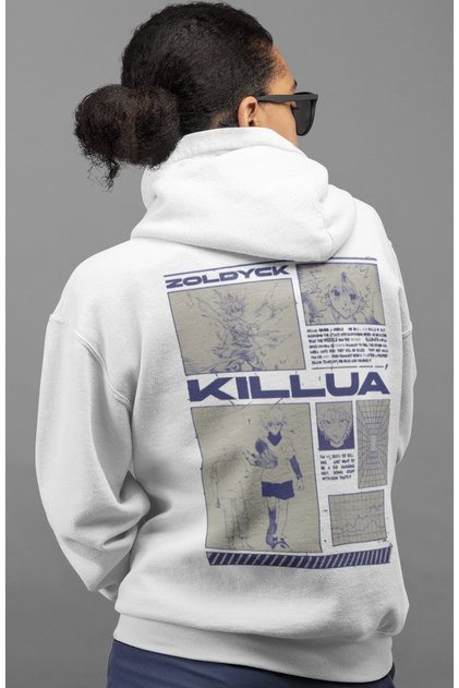 Killua Zoldyck Hunter X Hunter Anime Back Printed Unisex Oversize Combed Cotton Hoodie