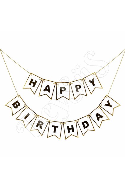 Happy Birthday Banner White