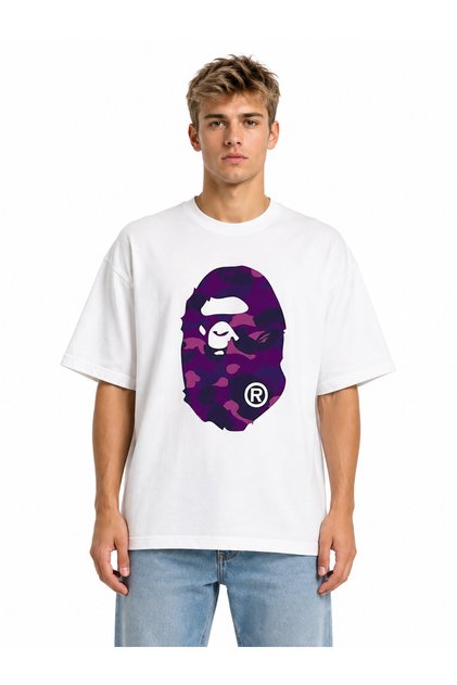Unisex Women's Men's Bape Gorilla Camouflage Patterned Design Printed Oversized Thick Fabric Relaxed Fit T-Shirt