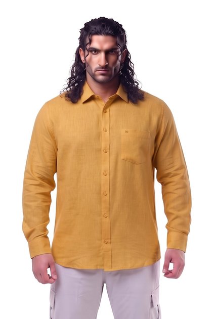 100% Linen Long Sleeve Comfortable Fit Button Collar Summer Shirt Suitable for Men's Large Sizes between 118-145