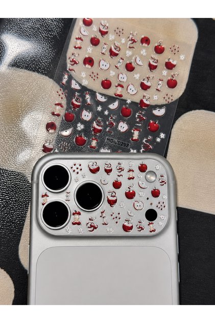 Telefon Kamera Stickerı Elma Kabartmalı Minik Yapışkanlı Sitcker (1 Minik Sayfa) (iPhone)