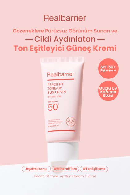 Tone-Equalizing Sunscreen That Gives a Smooth Look to the Skin Realbarrier Peach Fit Tone-Up Sun Cream