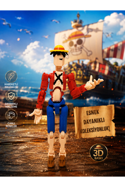 Robot Korsan Luffy Dummy Oynar Eklemli Hareketli Oyuncak Aksiyon Figürü 13 cm