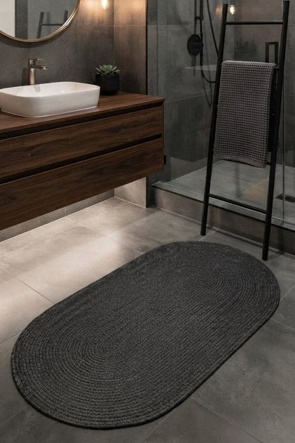 Bathroom Mat 60X100 Double Sided Washable Non-Slip Oval Jute Single Mat Wicker
