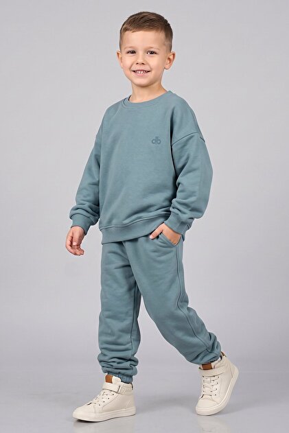 Boys' Solid Color Tracksuit Set Crew Neck Sweatshirt and Jogger