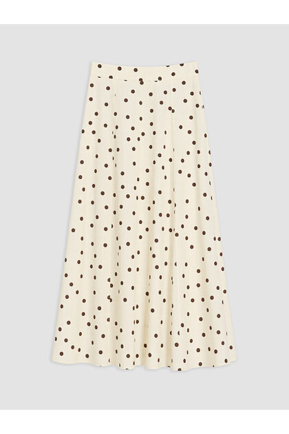 Lcw Modest Waist Zipper Polka Dot A-Line Skirt