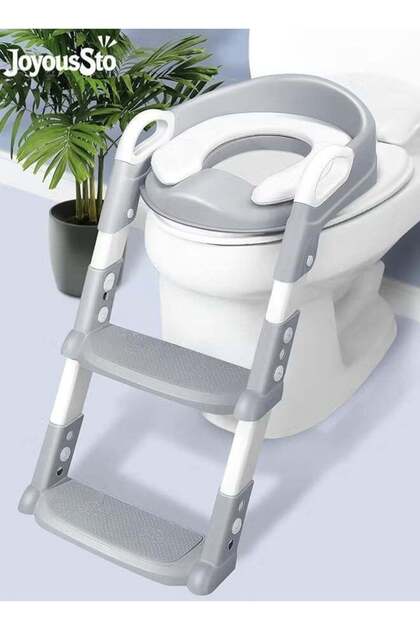 Baby Potty Seat With Ladder For Toilets Potty Training Seat For Baby With Handle Cushion,Splash Guard,Anti-Slip Pad,Kids Potty Chair Kids Potty Seat For Baby Kids 2 To 5 Years Boys Girls Gre