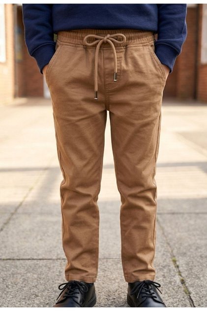 Boys/Girls Gabardine Fabric School Trousers with Elastic Waist
