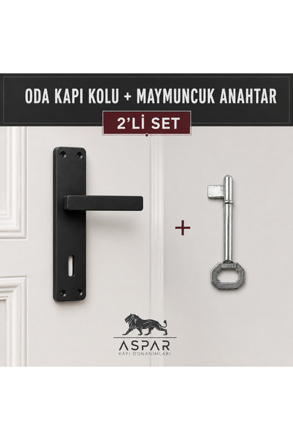 Siyah Lama Kapı Kolu(1 Takım) Anahtarlı (1 Adet)