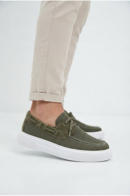 Zrc2602 - Premium Knitwear Men's Lace-Up Loafer Khaki