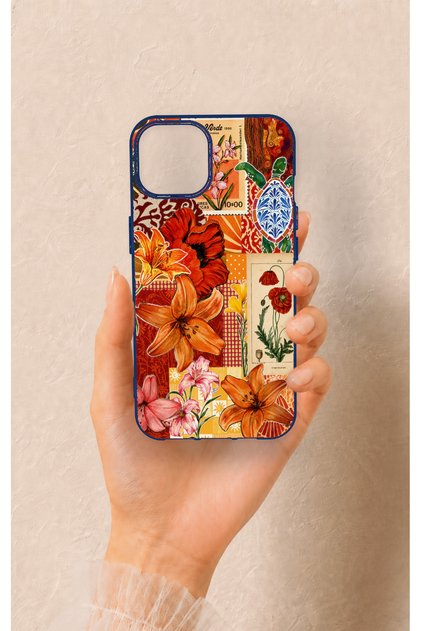 iPhone 13 Compatible Orange Lily Pattern Silicone Case