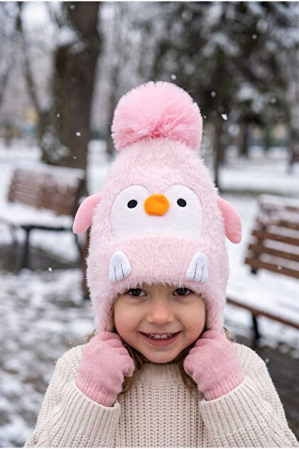 1-4 Years Old Girl's Figured Fleece Lined Beanie