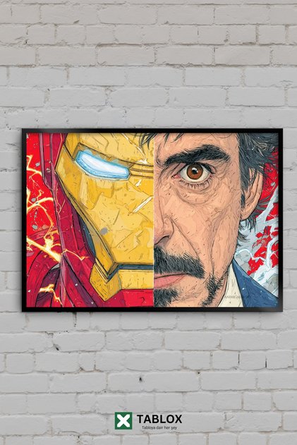 Iron Man Demir Adam Tony Stark Marvel Çizgi Roman Çerçeve Görünümlü Dekoratif MDF Tablo