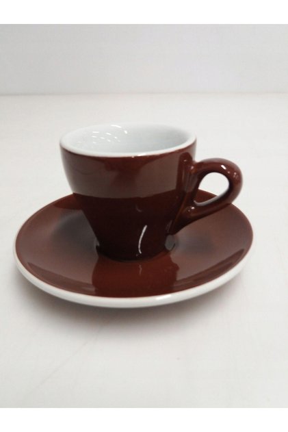 Ceașcă de espresso din porțelan cu farfurioară 50 ml maro și alb 1 bucată