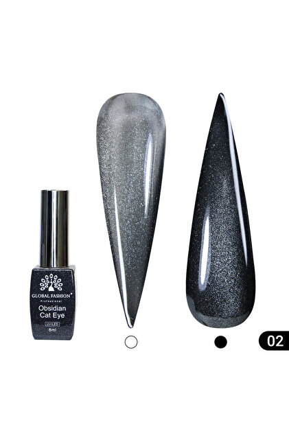 Oja semipermanenta Cat Eye Global Fashion, Obsidian, Efect Magnetic 3D, 8ml