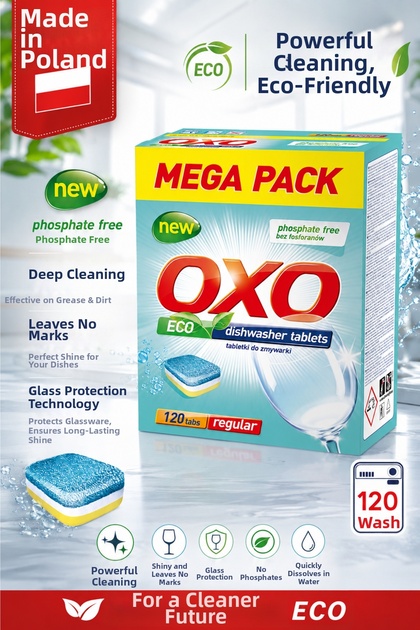 Oxo - 1 Box - 120 Pieces Dishwasher Tablets Mega Pack Detergent All in One