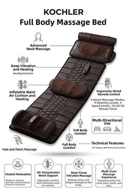 Full Body Massage Bed – Professional Massage Experience for Neck, Back, Waist, Legs, and Feet