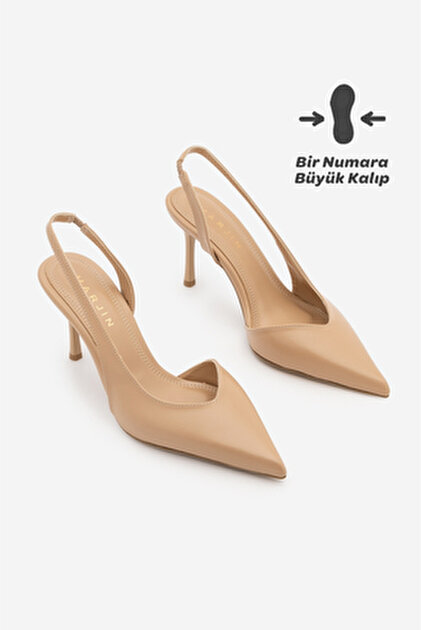 Maroページ Marjin Kadın Stiletto Sivri Burun Arkası Açık V Yaka Atkılı İnce