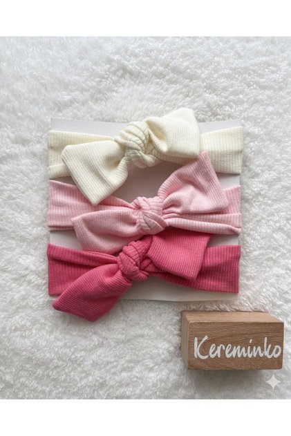 Baby Girl and Child Pink Colorful Bow Hair Bandana Set of 3
