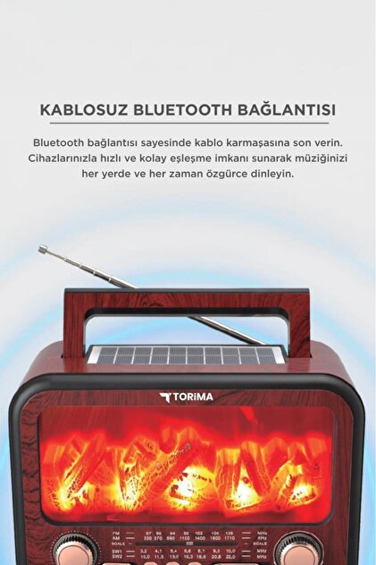 Torima Bluetooth Hoparlör Nostaljik Solar Panelli Speaker D72