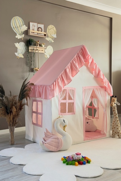 Çocuk Oyun Evi Toz Pembe Renkli Oyun Çadırı Oyun Alanı