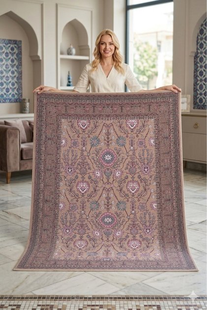 Classic Burgundy Beige Living Room Carpet Floral Vintage Pattern Decorative Living Room Carpet 2247