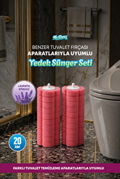 Wellnax breeze refresh Tuvalet Temizlik Seti, 10 adet yedek sünger