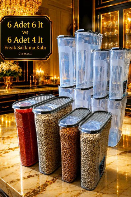 12 Pieces of Food Storage Containers (6 and 4 Liters) Pantry Box Luxury Stylish Box Dowry Set