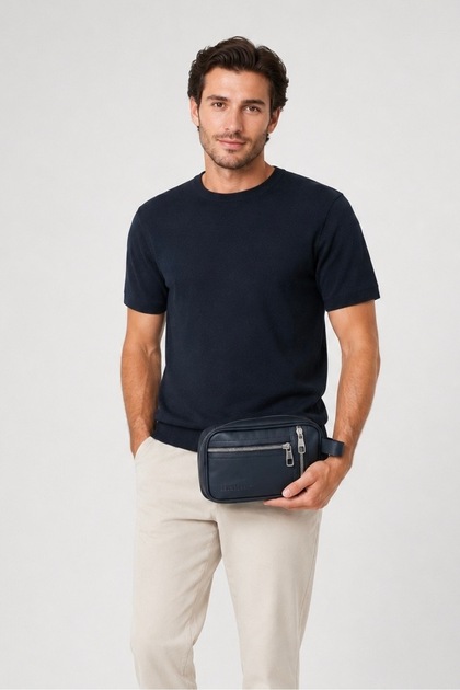 Men's Black Medium Size Portfolio & Clutch & Shaving Handbag