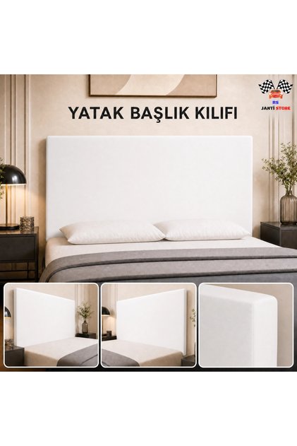 Tek Kişilik Baza Başlık Kılıfı 90x70 cm - Beyaz Esnek Lastikli Koruyucu Örtü