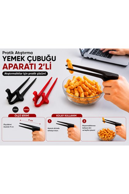 Pratik Atıştırma Yemek Çubuğu Aparatı 2’Li