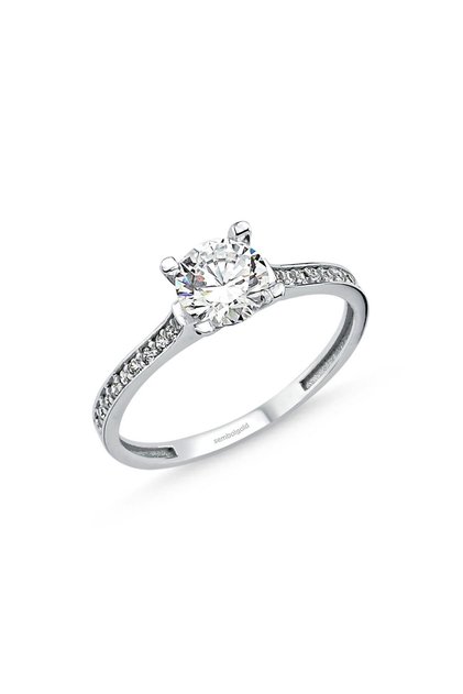 Beyaz Altın Tektaş Yüzük 0.65 karat Zirconia