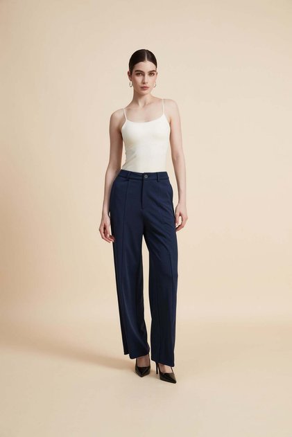 Solid Wide-Leg Pants
