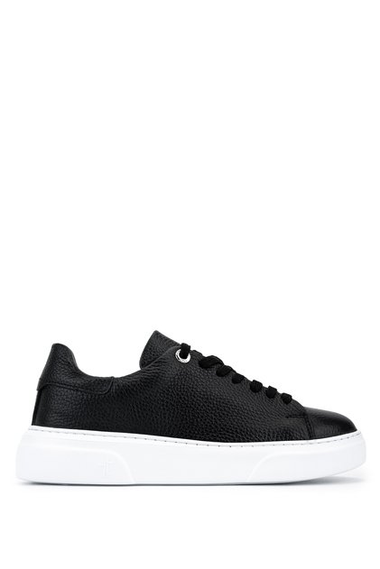 Women's Genuine Leather Black Floater Sneakers & Sports Shoes