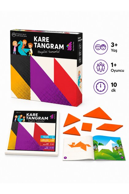 Zet Zeka T Tangram Zeka ve Akıl Oyunu 4 Parça 100 Farklı Şekil 5+