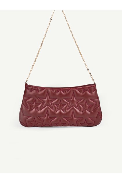 Women's Star Embroidered Chain Strap Shoulder Bag