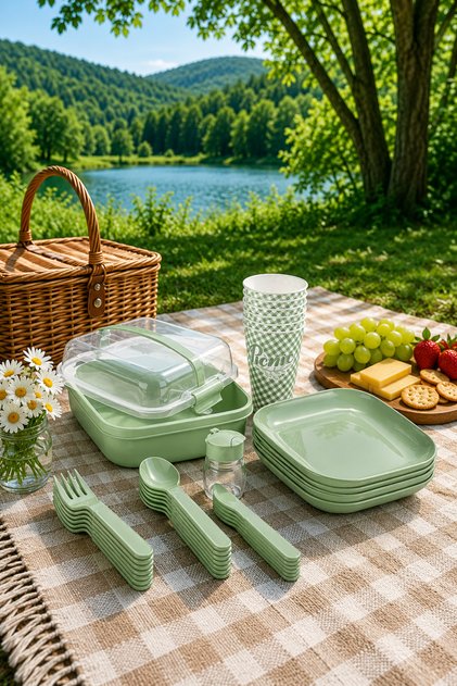 EmilaHome Lovely Piknik Seti Yeşil 6 lı Set