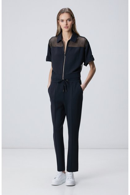 Siyah Modal Karışımlı Straight Fit Eşofman Altı
